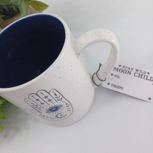 Stay Wild Moon Child Coffee Tea Mug | Ivory with Blue Details | Ceramic - Picture 8 of 10